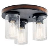 Kichler Barrington 7.3-in x 11.5-in 3-Light Black Flushmount Lighting