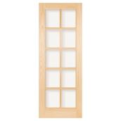 Porte française en pin à 10 panneaux 24 x 80 po - Naturel