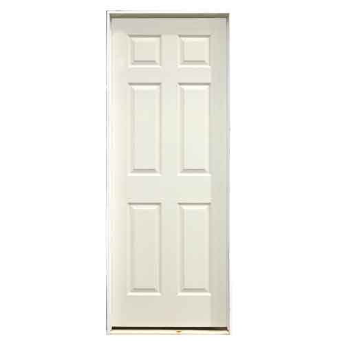 24-in x 80-in 6-Panel Textured Left-Hand Primed Pre-Hung Interior Door