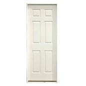 Metrie Prehung Interior Door - Traditional 6-Panel Hollow Core - Primed Hardboard - 30-in W x 80-in H