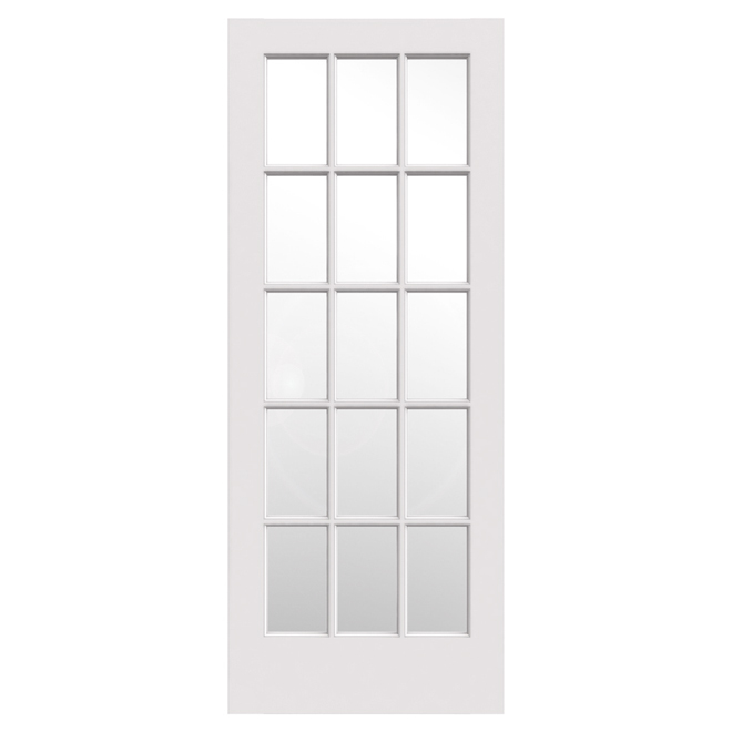 15 Lites Square Top French Door - 30-in x 80-in x 1 3/8-in - Glass / Primed MDF