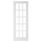 15 Lites Square Top French Door - 32-in x 80-in x 1 3/8-in - Glass / Primed MDF