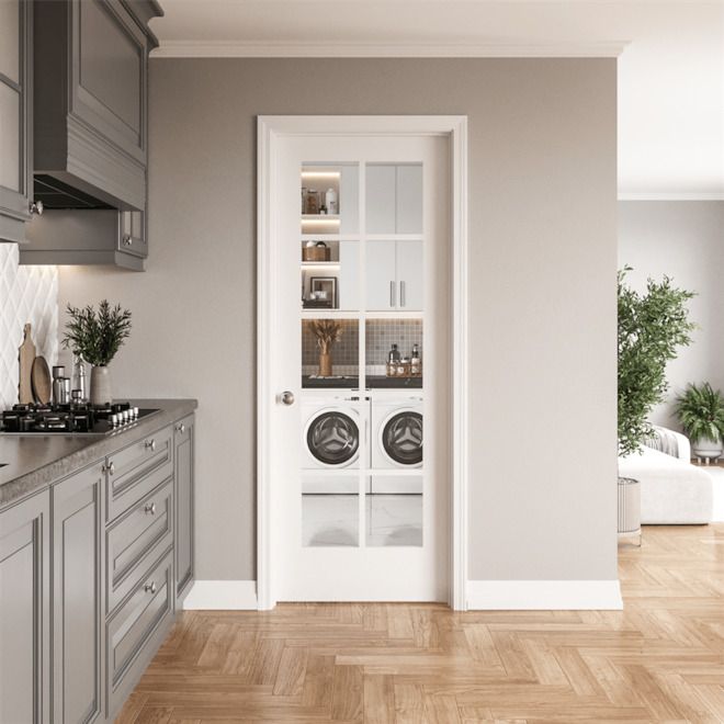 METRIE 24-in x 80-in Primed MDF Clear Glass French Interior Door