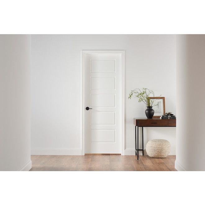 Porte d'intérieur en MDF apprêté blanc Riverside par Metrie à 5 insertions 24 po x 80 po x 1 3/8 po