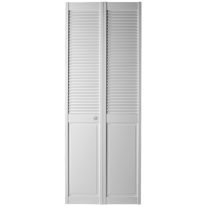 36-in x 80-in Louvre Primed Bifold Interior Door