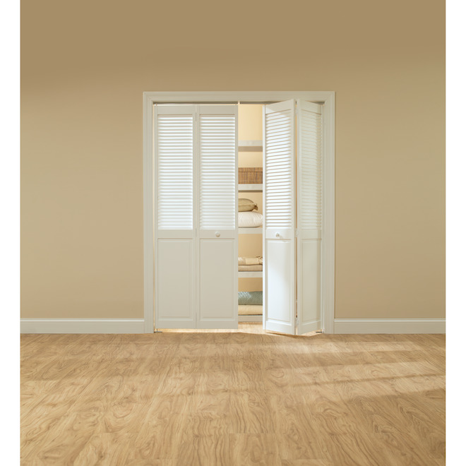 36-in x 80-in Louvre Primed Bifold Interior Door