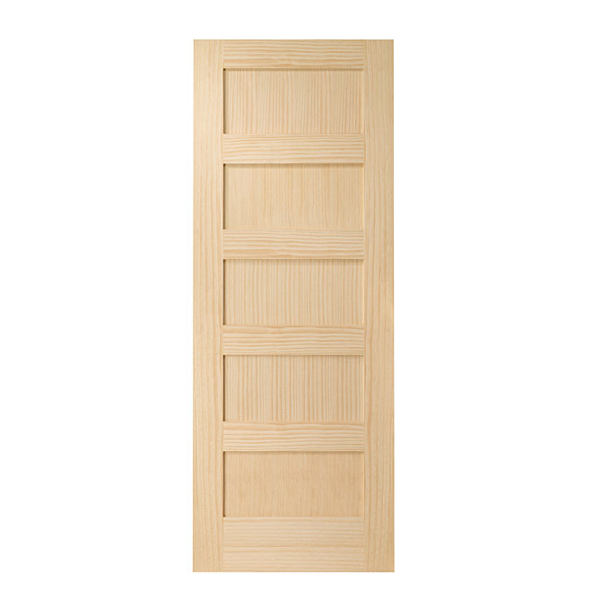 Metrie Interior Door Clear Natural Pine 5 Panel Hollow Core - 30-in W x 80-in H x 1 3/8-in T