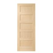 Metrie Door Slab - Interior - Natural Pine - Hollow Core - 5 Flat-Top Panels - Traditional Style