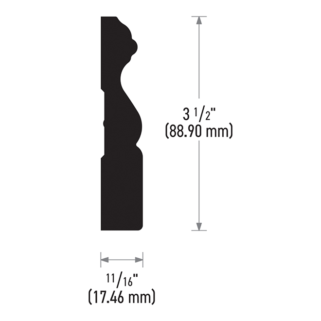 11/16 x 3-1/2 x 10-ft Primed MDF Casing