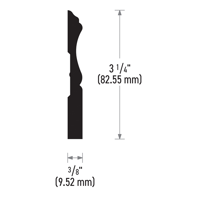 Baseboard Métrie 3/8-in x 3 1/4-in primed MDF Colonial 10-ft , pack of 10