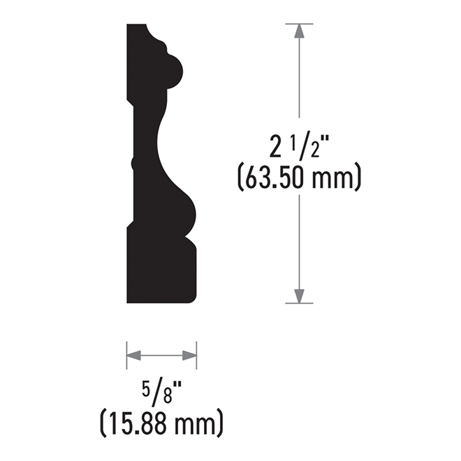 Casing Metrie 5/8-in x 2 1/2-in primed MDF Colonial 10-ft , pack of 10