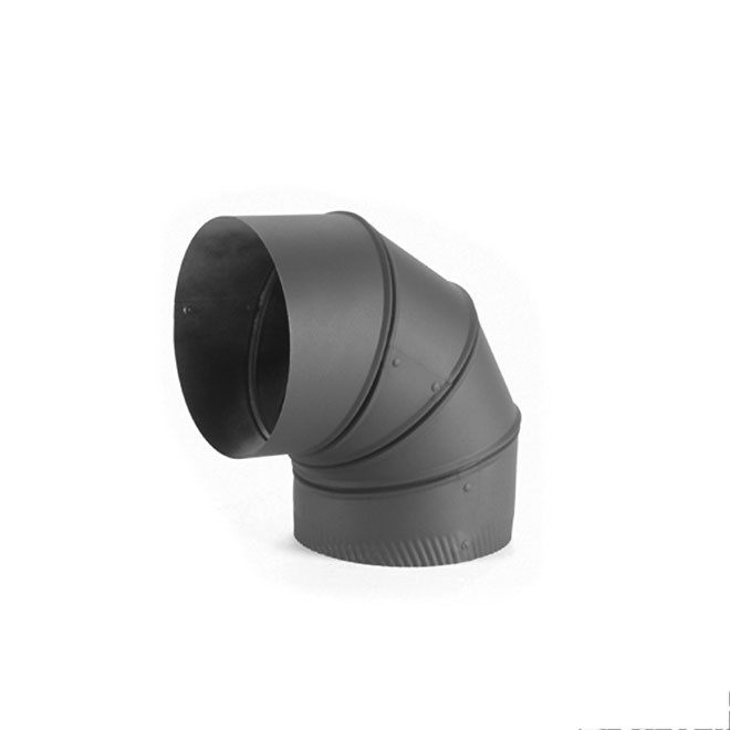 Aston 90° Elbow - Steel - 24-Gauge - Black - 6-in dia