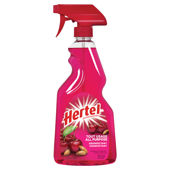 Nettoyant tout usage Hertel, biodégradable, parfum de cerise et d'amande, sans phosphate, 700 ml