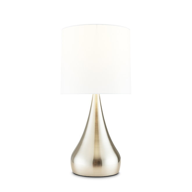 Allen + Roth Table Lamps - 18.5-in x 8.75-in - Metal/Fabric - Brushed Nickel/White - Set of 2