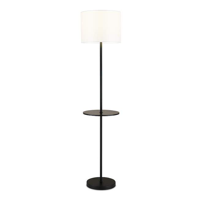 Allen + Roth Floor Lamp with Round Shelf - 58-in - Metal - Matte Black