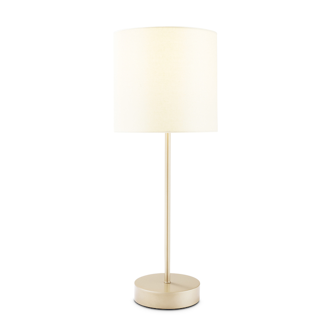 Allen + Roth Table Lamp - 22-in - Metal and Linen - Gold and Tan - Set of 2