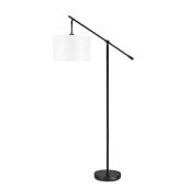 Allen + Roth Over the Sofa Floor Lamp with Adjustable Arm - 60-in - Metal and Linen - Black