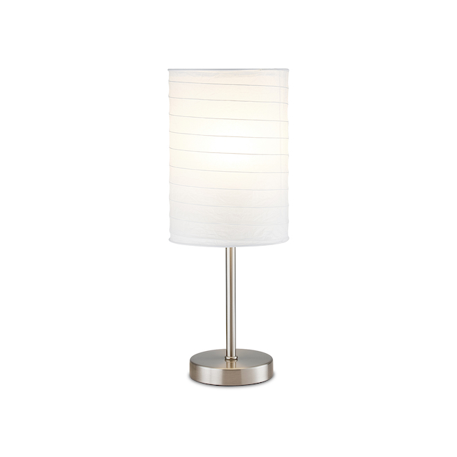 Project Source Table Lamp - 18-in - Metal/Rice Paper - Brushed Nickel/White