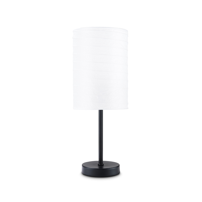 Project Source Table Lamp - 18-in - Rice Paper and Plastic - Matte Black and White