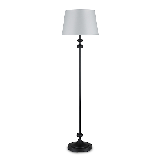 Project Source Floor Lamp and Table Lamps - 58-in/22-in - Metal/Fabric - Black/White - 3-Piece Set