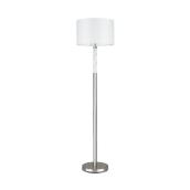 Allen + Roth Floor Lamp with Marble Accent - 62-in - Metal/Linen - Brushed Nickel/White