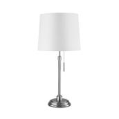 Project Source Table Lamps - Metal and Linen - 20-in - Brushed Nickel and White - Set of 2