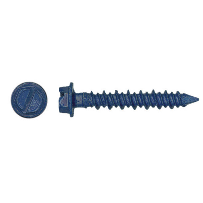 Buildex 100-Count 3/16-In x 1.25-in Blue Steel Self-Tapping Concrete Screw