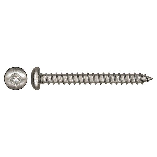 Paulin Pan-Head Stainless Steel Screw - #8 x 3/4-in - Self-Tapping - Square Drive - 50 Per Pack