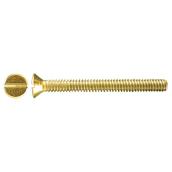 Precision Flat-Head Brass Machine Screws - 1/4-in x 1-in - Slotted Drive - Blunt Point - 100 Per Pack