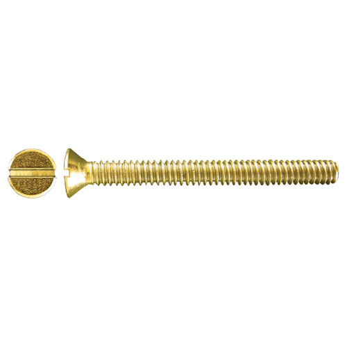 Precision Flat-Head Brass Machine Screws - 1/4-in x 2-in - Slotted Drive - Blunt Point - 100 Per Pack