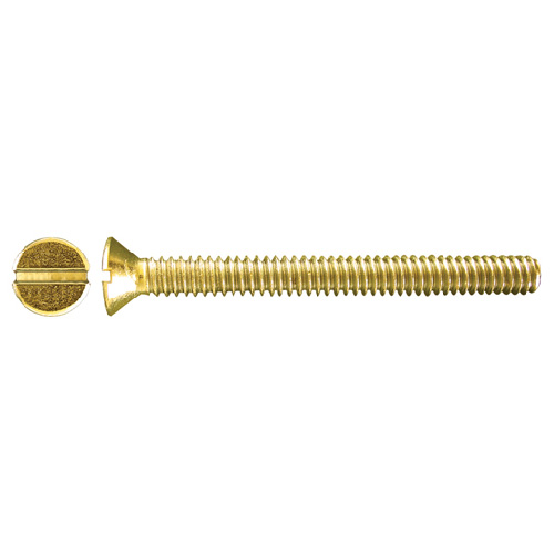 Precision Flat-Head Brass Machine Screws - #8 x 1/2-in - Slotted Drive - Blunt Point - 100 Per Pack