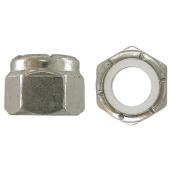 Écrou d'arrêt hexagonal zingué à bague de nylon Pozi-Lok de Precision, diamètre no 10, 24 pas, calibre 2, boîte de 100