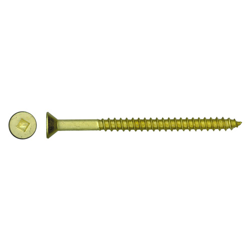 Precision Flat Head Wood Screws - #4 x 1/2-in - Brass - 16 Per Pack - Square Drive