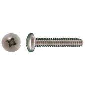 Precision Pan-Head Stainless Steel Machine Screws - #6 x 1/2-in - Phillips Drive - Blunt Point - 10 Per Pack