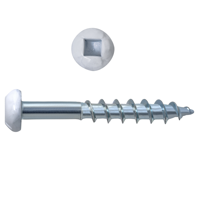 Precision White Painted Round Head Particle Board Screws - #8 x 3/4-in - Square Drive - Steel - 1 lb Per Pack