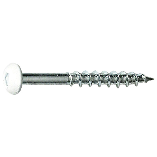 Precision White-Painted Round-Head Particle Board Screws - #8 x 5/8-in - Square Drive - Steel - 100 Per Pack