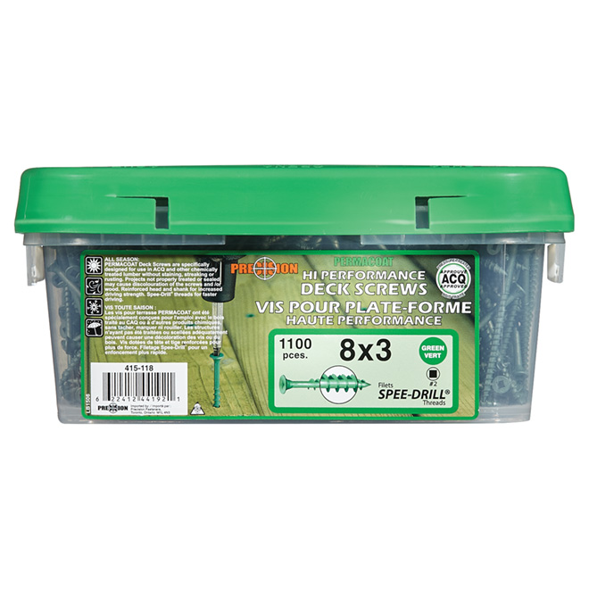 Precision Deck Screws Flat Head Steel 8 x 3in Box of 1100 415