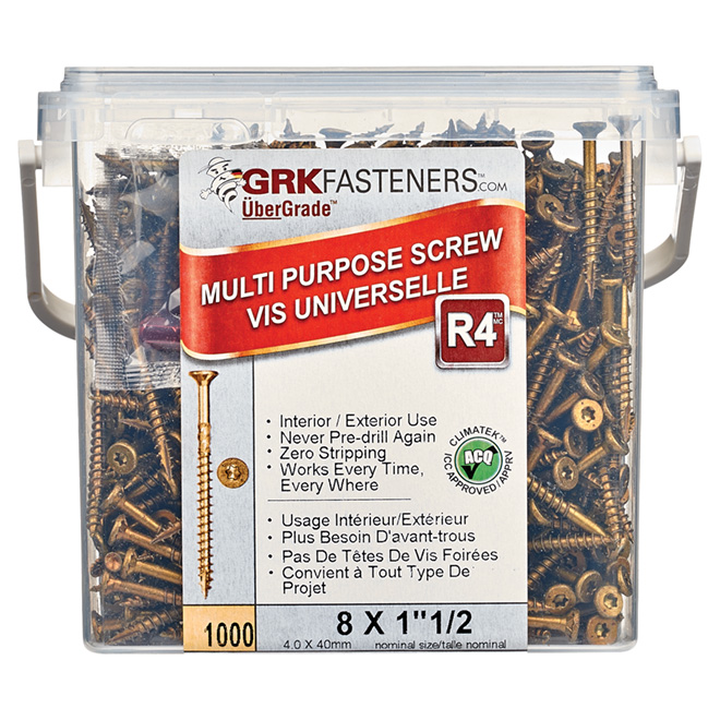 Flat-Head Multipurpose Climatek Screws -#8 x 1 1/2" - 1000/Bx