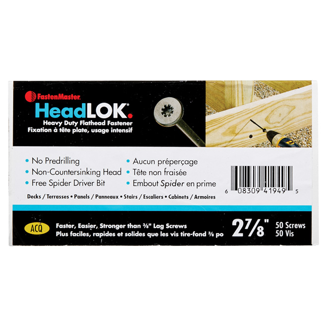 FASTENMASTER HeadLOK Flat-Head Structural Wood Screws - 2 7/8