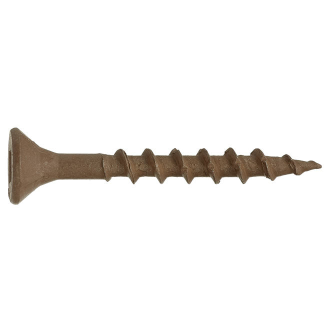 Precision Brown Polymer Flat Head Deck Screws - #6 x 1 1/4-in - Square Drive - Coarse - 100 Per Pack