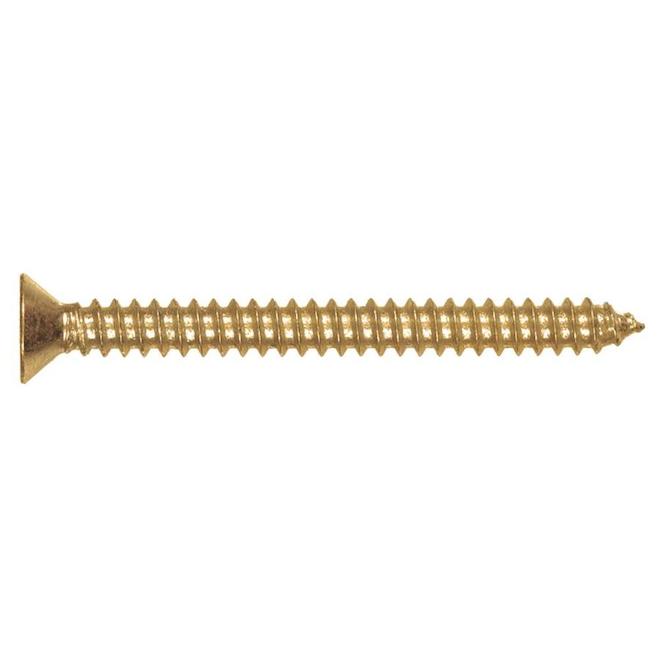 Hillman #6 Brass Flat-Head Phillips Standard SAE Sheet Metal Screw 4-pack