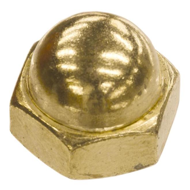 Hillman #8-32 Brass Plated Standard SAE Cap Nuts 4-Pack