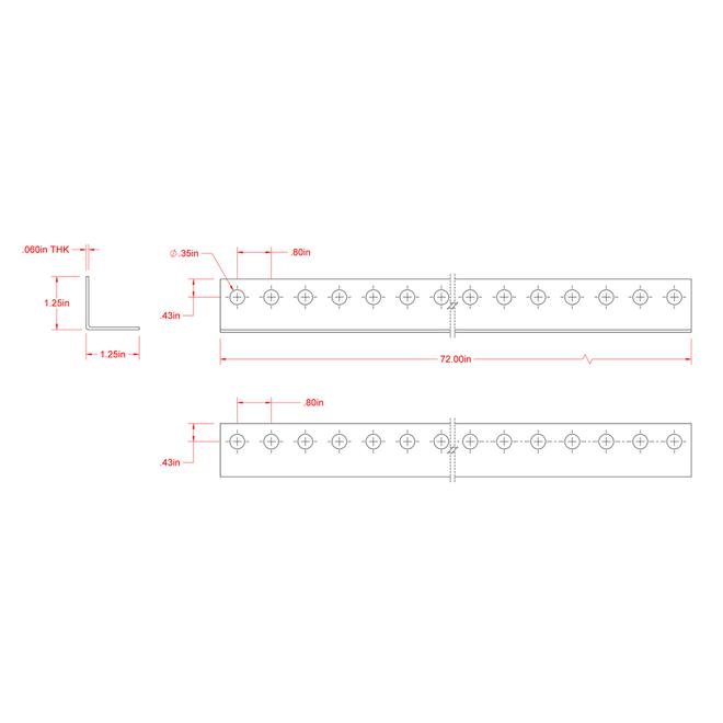 Hillman 11/4in W x 11/4in H x 6ft L ZincPlated Steel Perforated