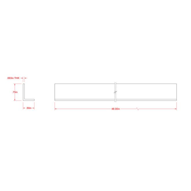 Hillman 3/4-in W x 1/2-in H x 4-ft L Mill Finished Aluminum Offset Angle