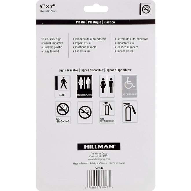 Hillman 7-in x 5-in Smoking Sign