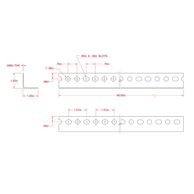 Hillman 1-1/4-in W x 1-1/4-in H x 4-ft L Zinc-Plated Steel Perforated-Slotted Angle