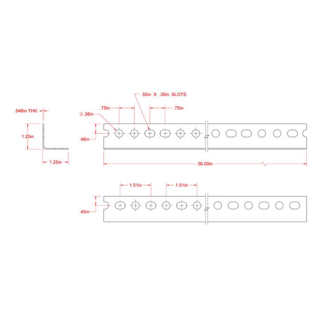 Hillman 11/4in W x 11/4in H x 3ft L ZincPlated Steel Perforated