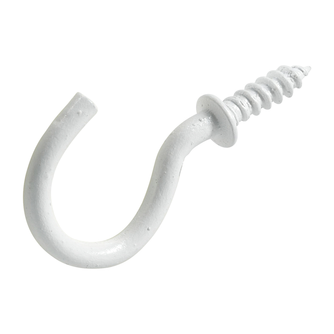 Hillman 1-1/4-in White Steel Cup Screw Hooks - 16/Pkg