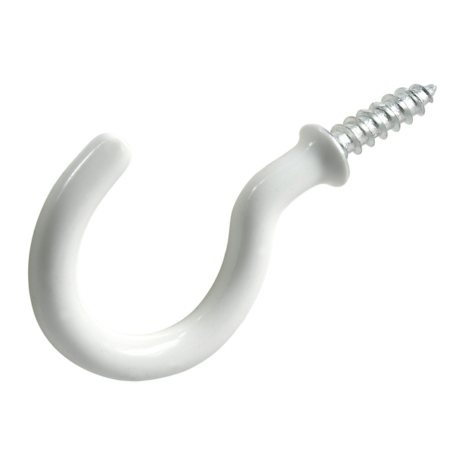 Hillman 1-1/4-in White Steel Cup Screw Hooks - 2/Pkg