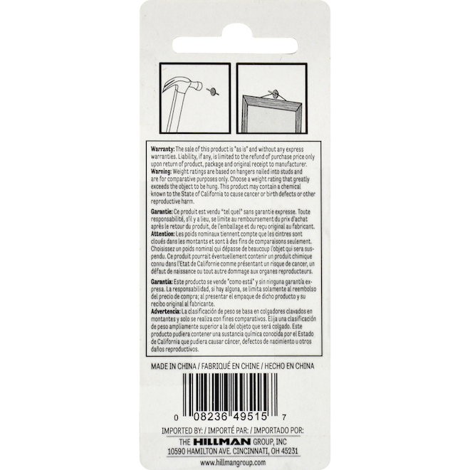 Hillman 10 Lb. Quick Picture Hangers 5-Pack